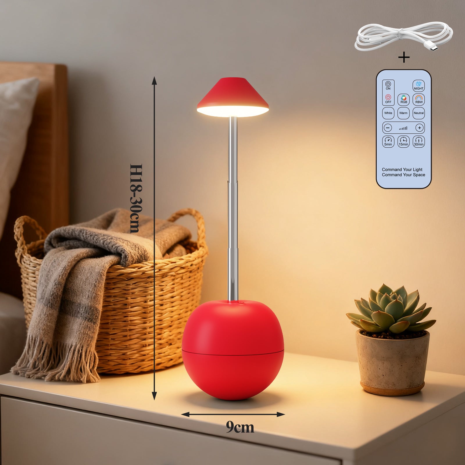LED lumière de nuit rechargeable de table décorative lampe de bureau de chambre à coucher télécommande