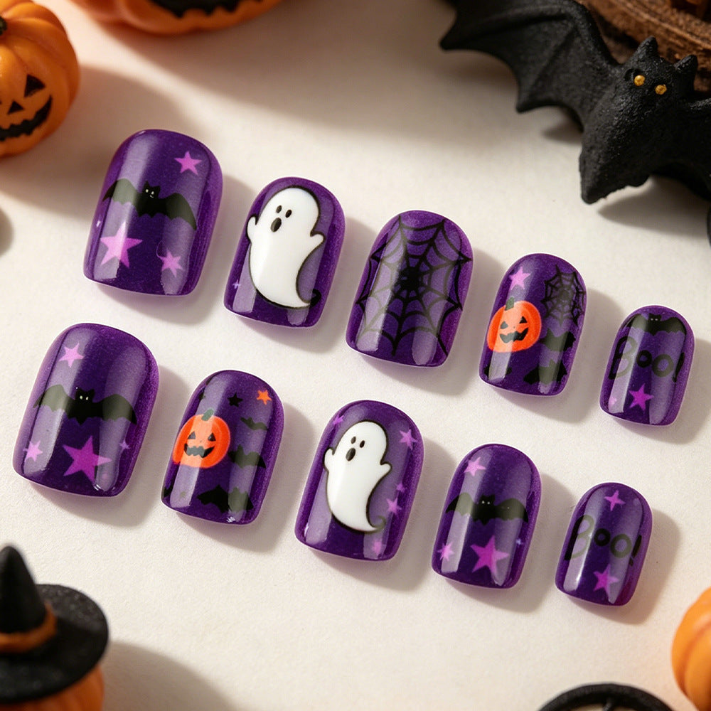 Faux ongles Halloween Ghost Spiderweb amovible