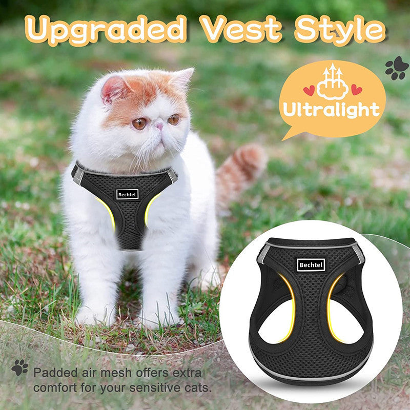 Pet Harness Vest Style Leash - Ajustable Respirant Chat Harnais avec D-Ring pour Walki