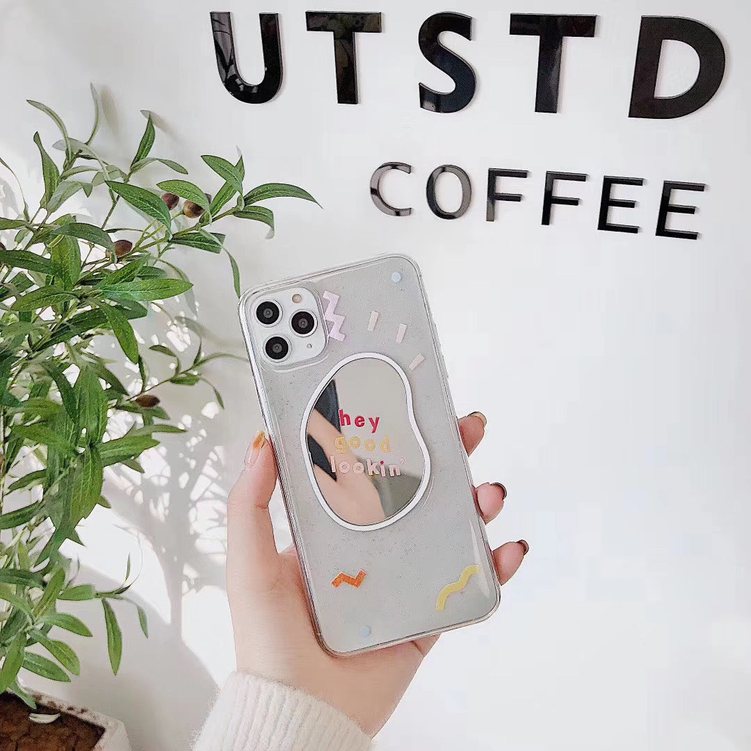 Cas de téléphone miroir transparent graffiti