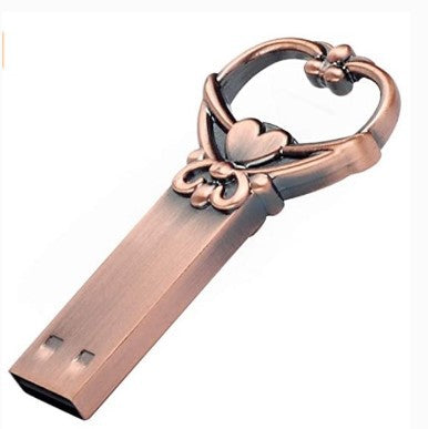 Cœur en forme de Bronze Key Storage U Disque Pendentif U Disque