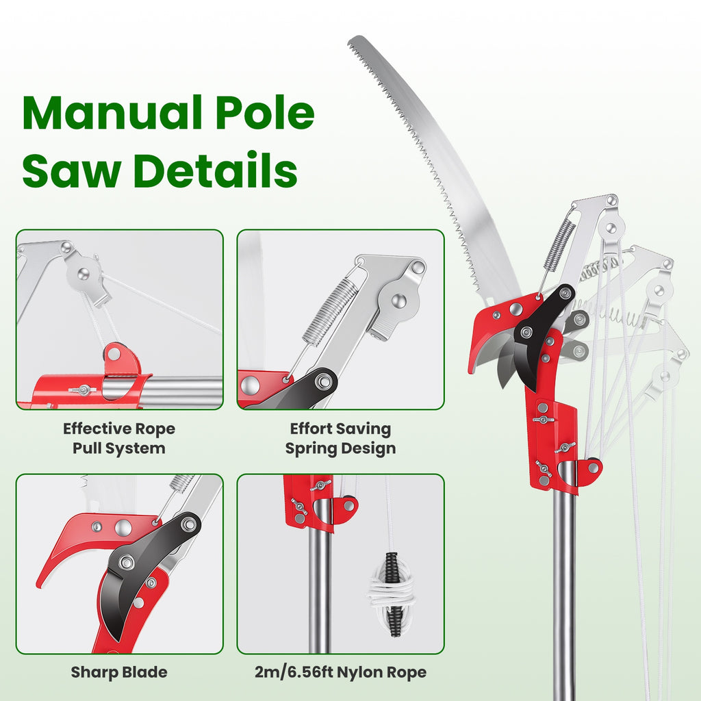 14.4FT OU 10.9FT Option 2-en-1 Picker de scie et de fruits avec Pol en acier inoxydable extensible