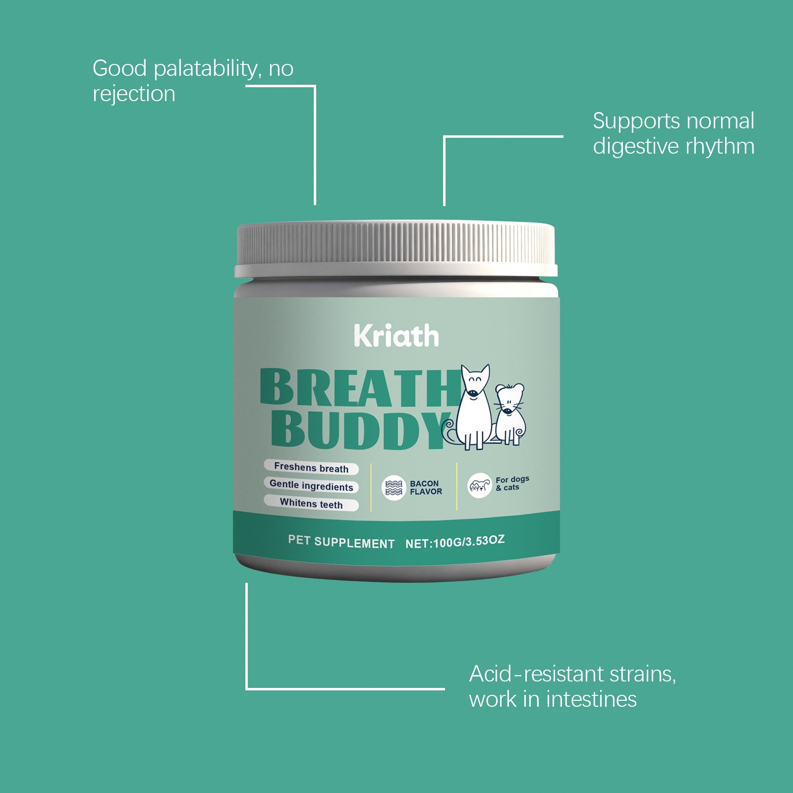 Poudre de nettoyage des dents des animaux de compagnie