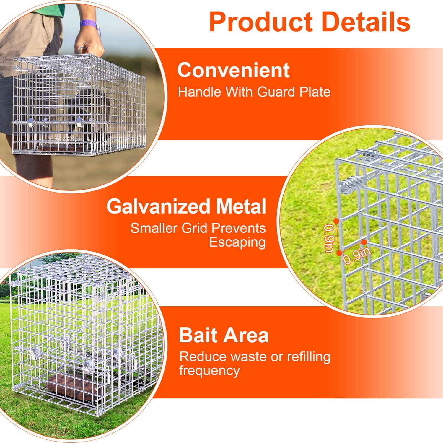 1Pc 25.59Inch Trap d'animaux vivants et humains pour la cage d'été de printemps