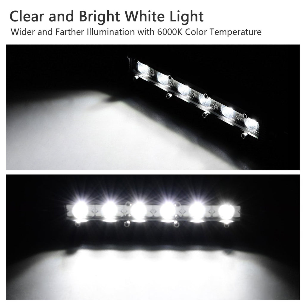 7in LED Light Bar Single Row Spot Lights 18W Ultra mince lumière de travail droite pour Tr
