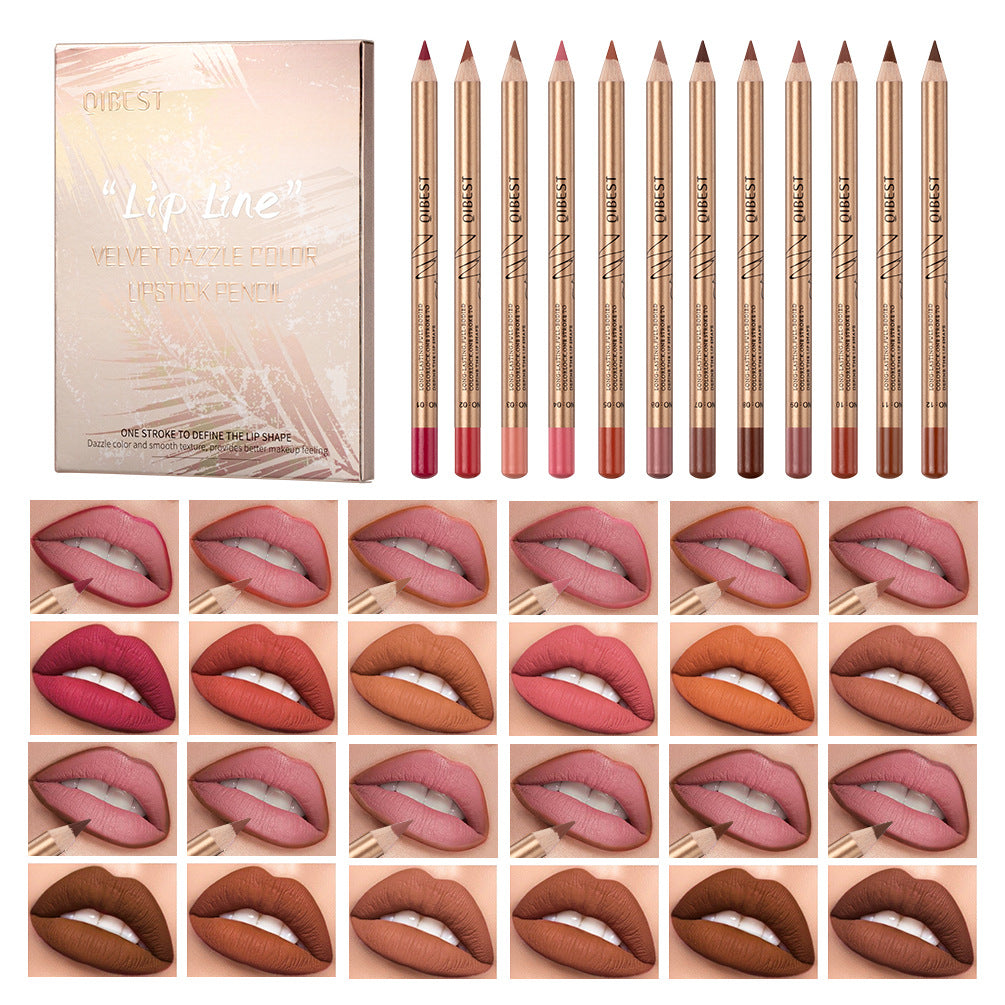 Set de lin à lèvres coloré non-smudable longue durée anti-adhésif