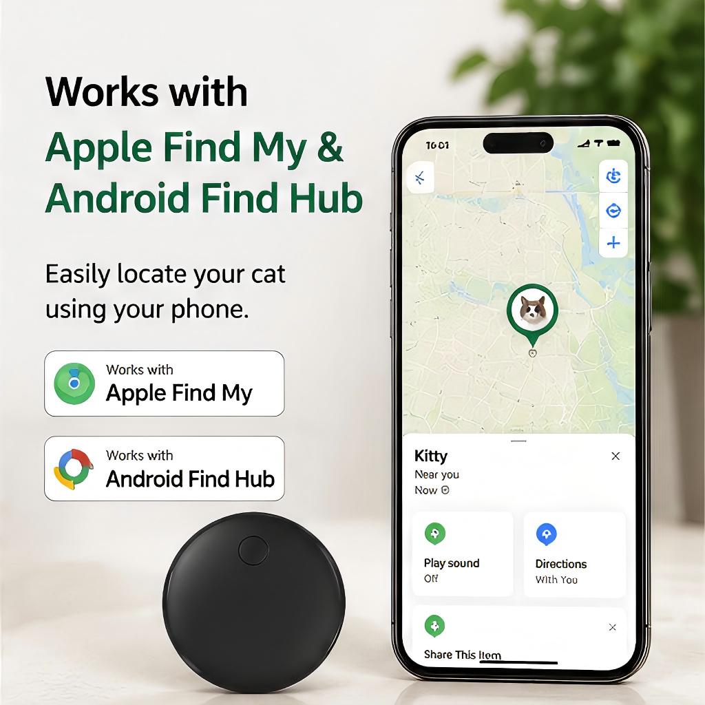 Cat GPS Tracker for finding my & Android Find Hub