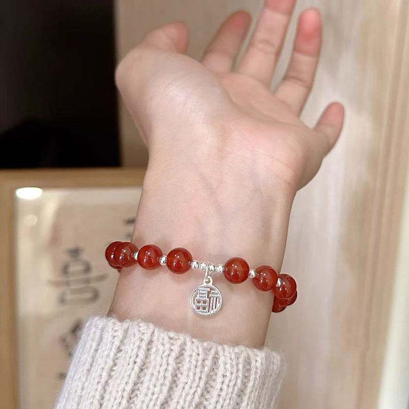 Printemps et été cristal Bracelet Niche Design Gris clair de lune violet Asai Améthyste Bracel
