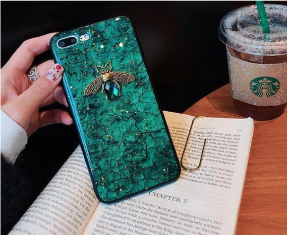 Boîtier de téléphone d'abeille en marbre
