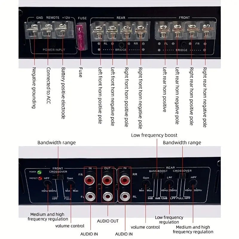 4-channel 7800W amplificateur de puissance de voiture stéréo Audio Super Basse Subwoofer AUTO Amp