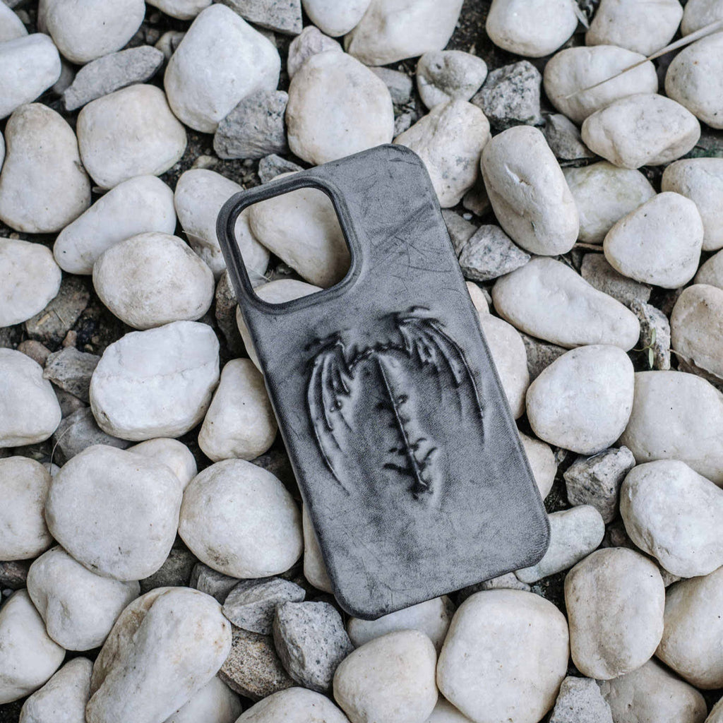 Rétro Vampire gothique Bat Wing Embossed Style foncé Étui téléphonique