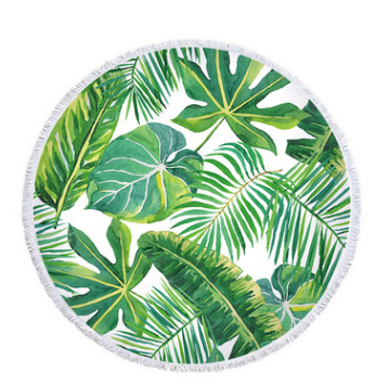 Serviette de plage ronde Feuille de palmiers Serviette de plage Feuille de palmiers Serviette de plage Coussin de châle Microfibre