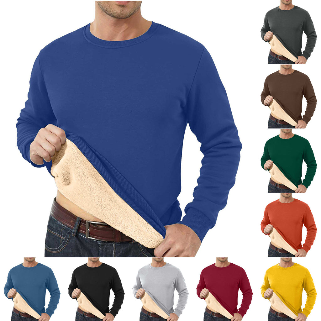 Amazon Autumn and Winter Sweatshirt Hommes Velvet Rond Col Solide Couleur Loose Thermal Unde