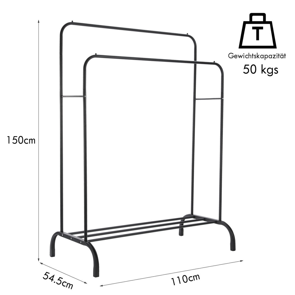 Heavy Duty Double Vêtements Rail Pending Rack Garment Display Stand Shoes Storage