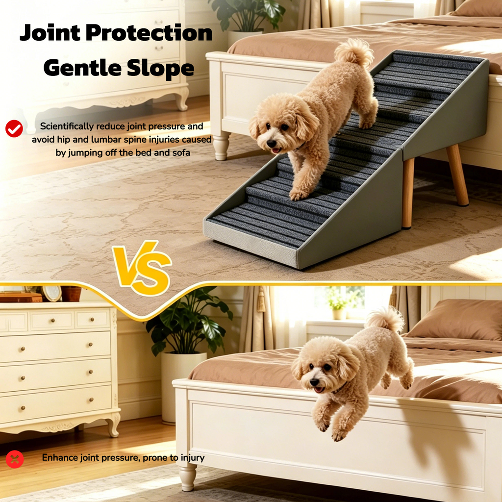 2-en-1 Échelles de chien pour lit et canapé 25.2" Rampe de chien pliable pour canapé 6 marches et Ottoma