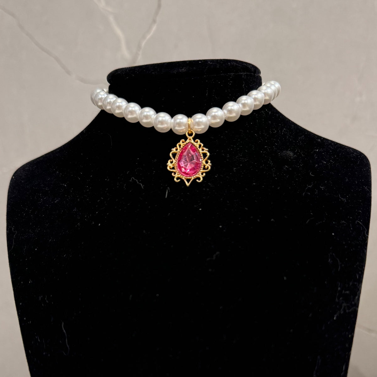 Style court cristal Zircon Vintage Pearl Fashion Choker