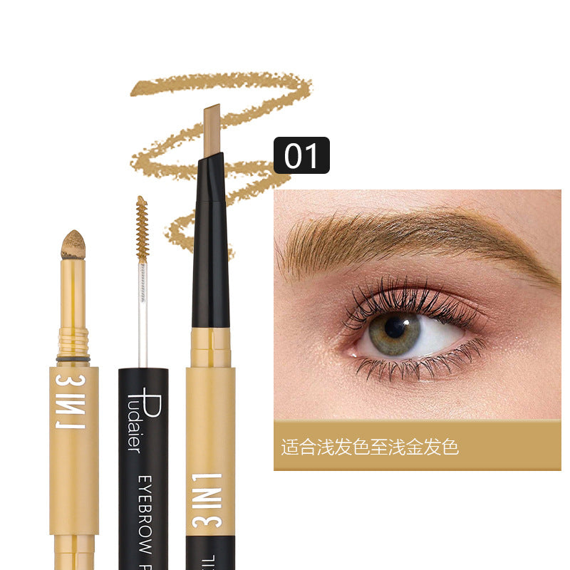 Crayon à sourcils étanche Triangle double tête en trois en un
