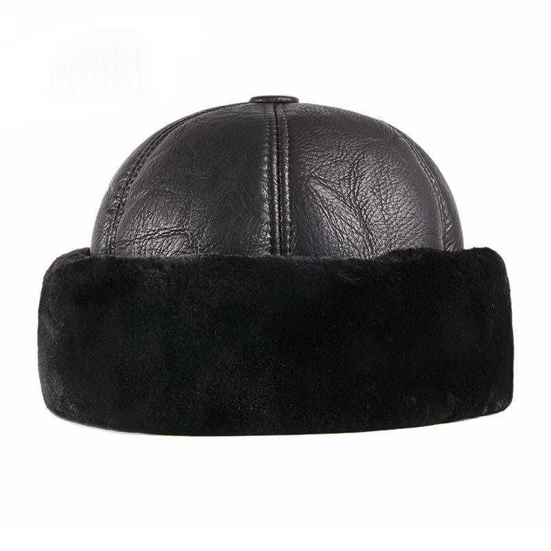 Chapeau d'hiver en cuir épais en forme de Melon Design Snowproof Et coupe-vent