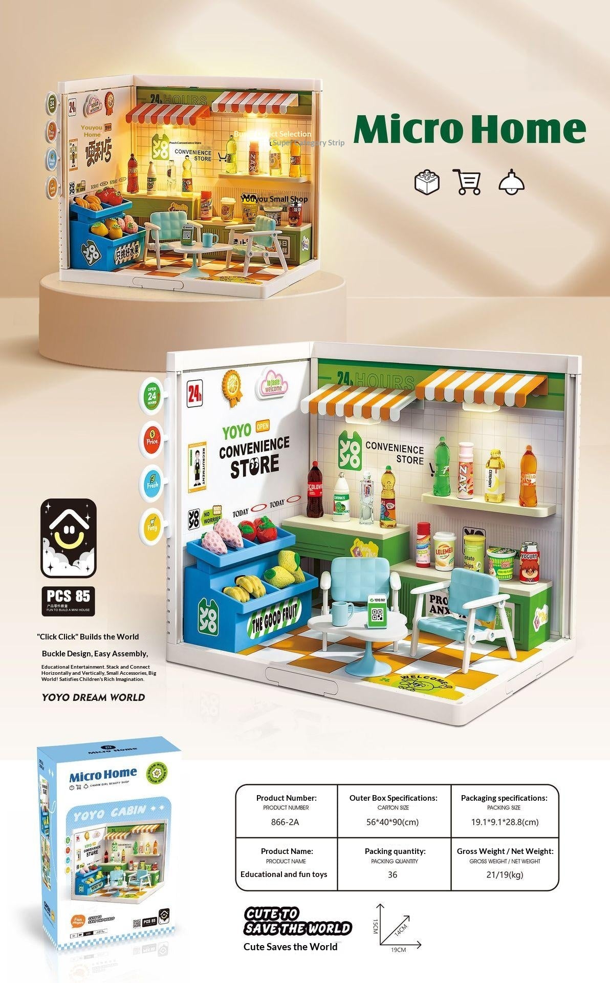 Bricolage Miniature artisanale Scène Cottage Toy Store Pièce d'affichage