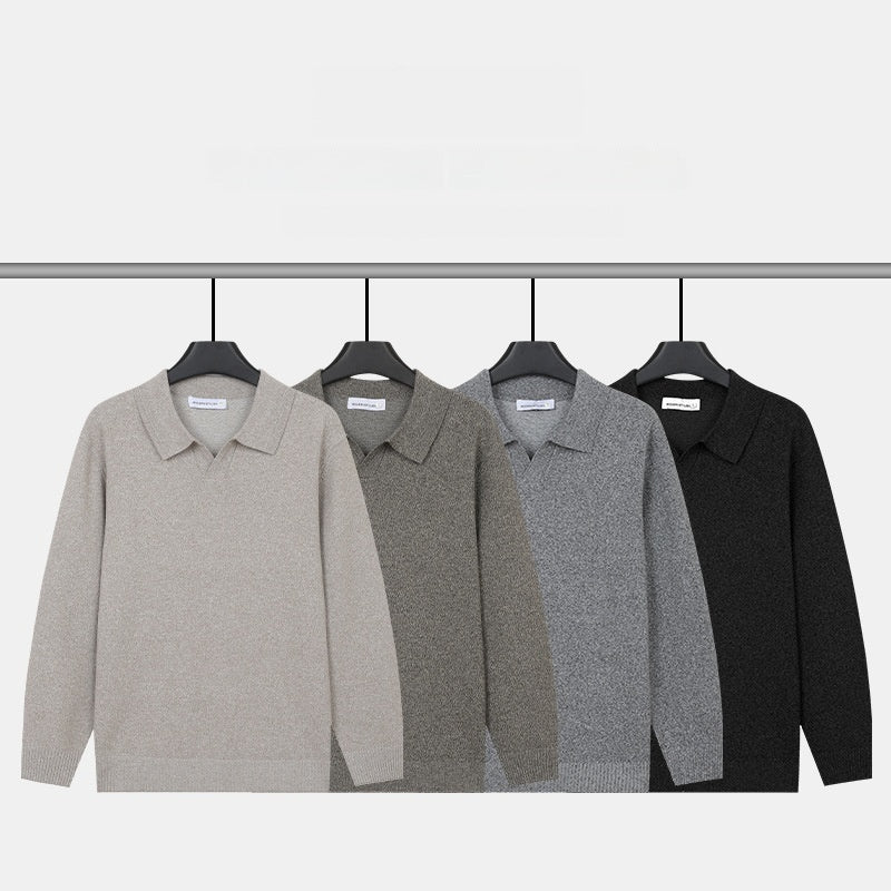 Pull à manches longues chaud à col V pour hommes