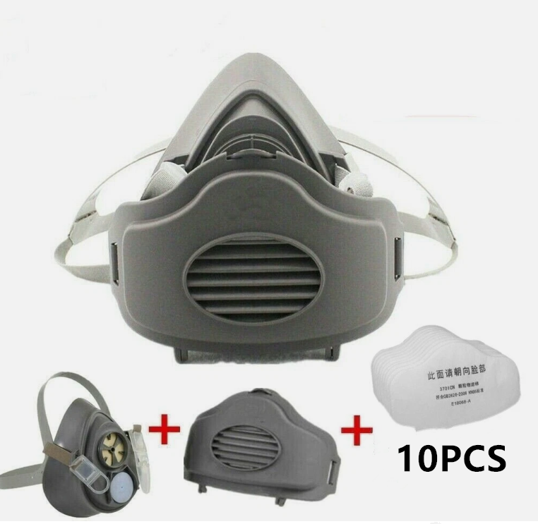 Masque à gaz demi visage Couverture PRO Respirateur 3200 Masque à poussière Sécurité 10 filtres pour ponçage Woodw