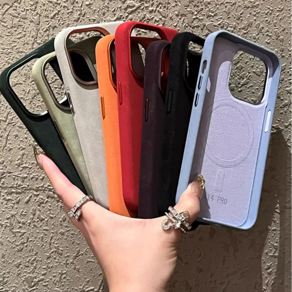 Boîtier de téléphone en cuir magnétique résistant à la chute