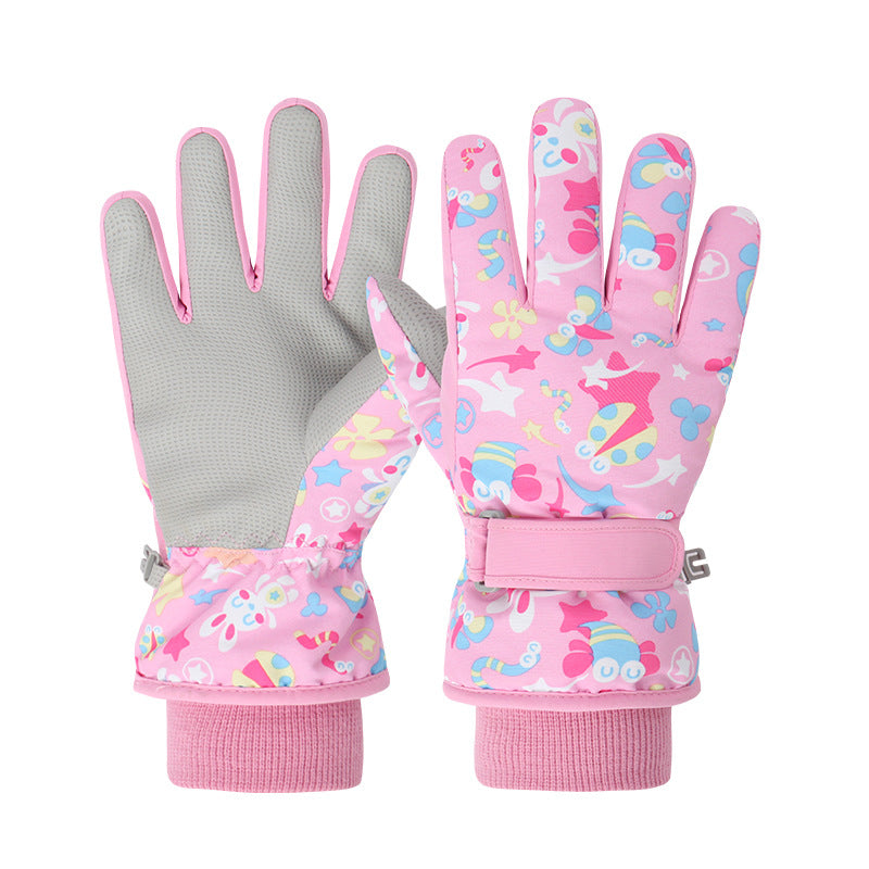 Gants de ski pour enfants avec polaire épais pour la chaleur