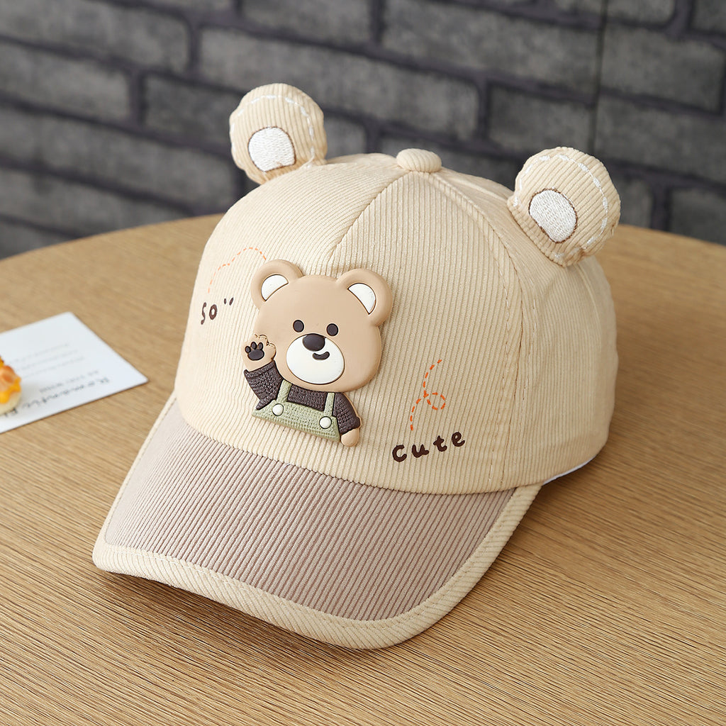 Le style d'automne des enfants Drawstring Easel Bear Corduroy mode et mignon baby baseball
