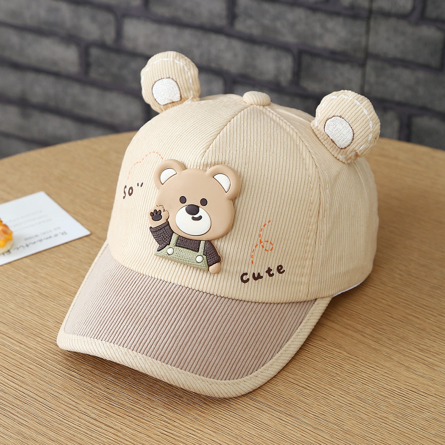Le style d'automne des enfants Drawstring Easel Bear Corduroy mode et mignon baby baseball