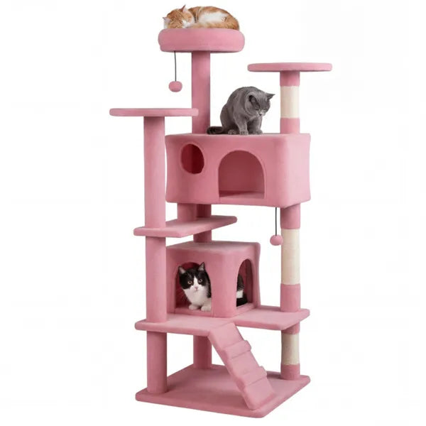 Tour d'arbre de chat de 52" avec perches et condos