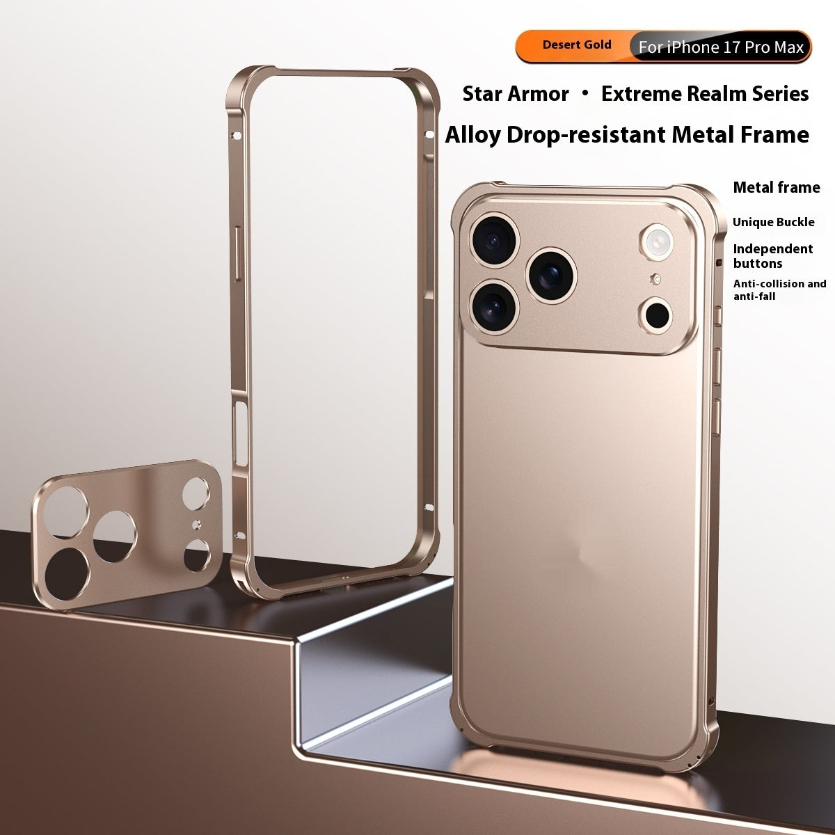 Four-corner résistant à la chute Seahorse Buckle Phone Case Cadre en métal