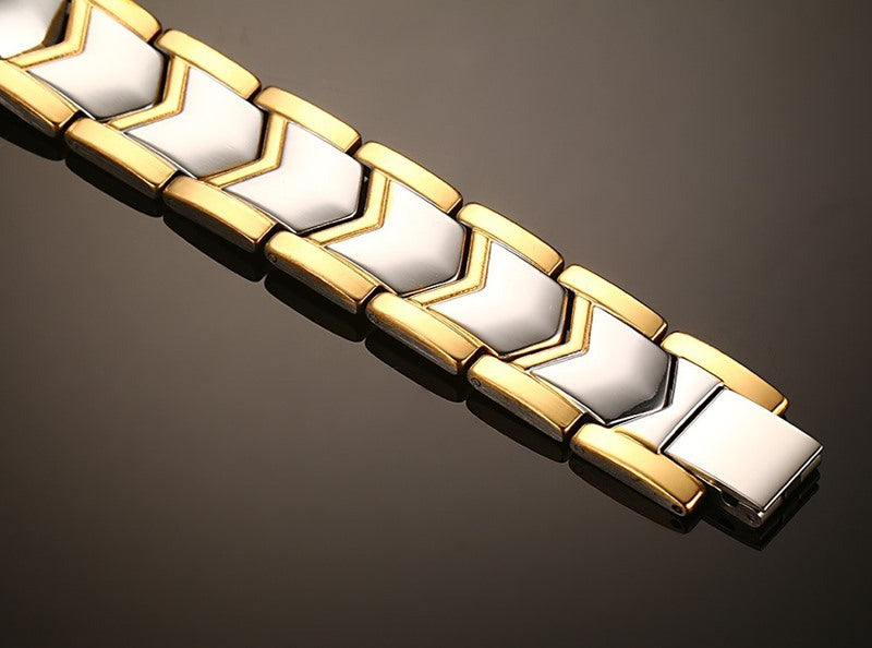 Bracelet magnétique à double rangée en or