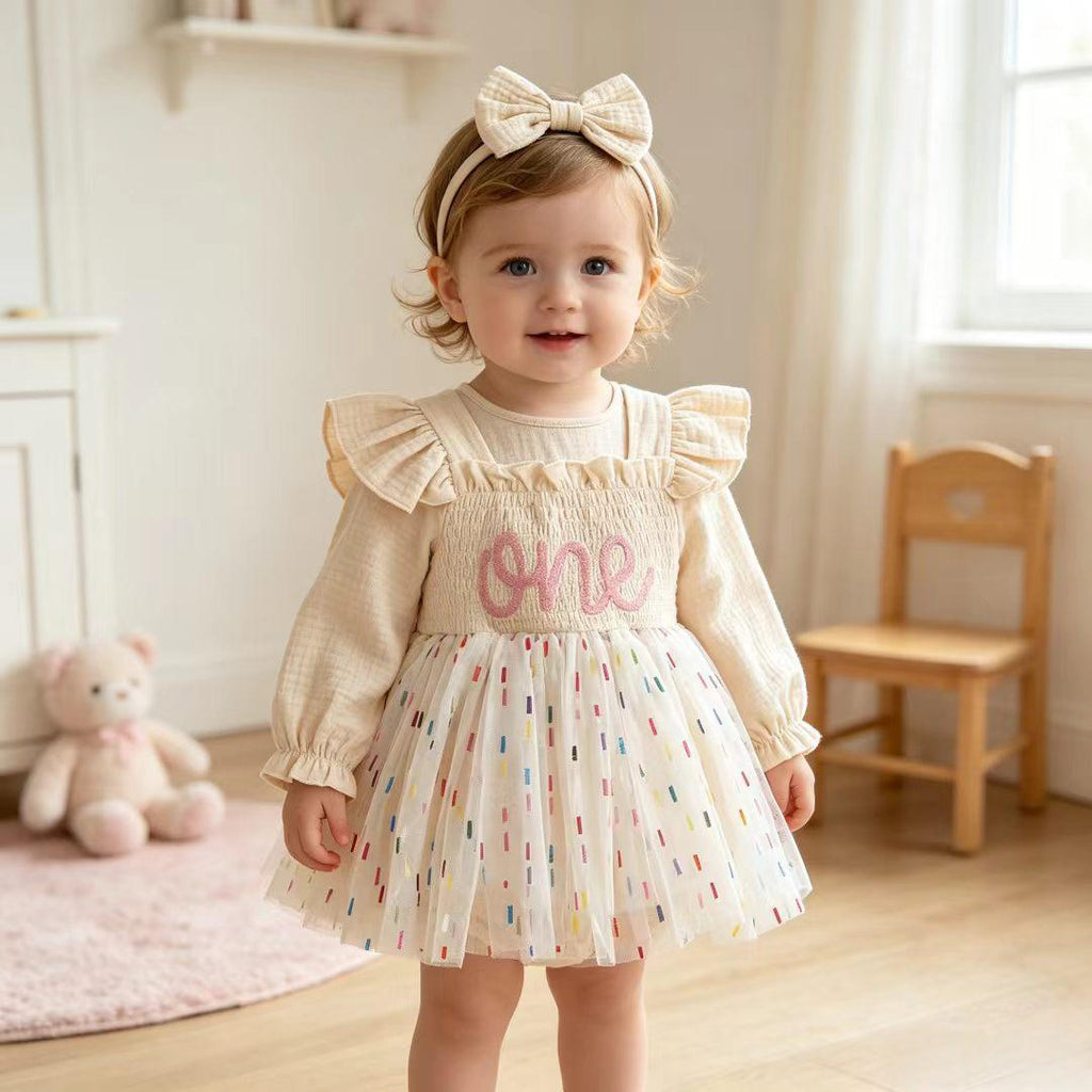 Mesh style anniversaire Pure coton col carré Dentelle Robe Puffy