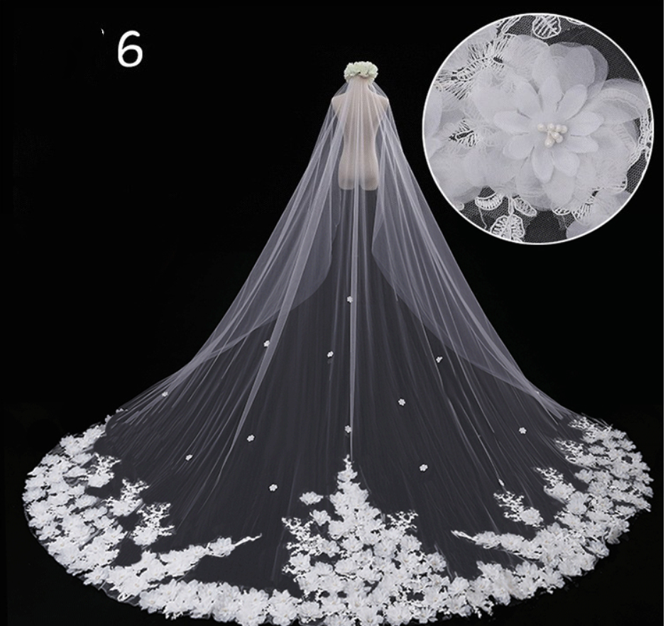 Robe de mariée Long Tail Luxury Super Fée Veil de mariage