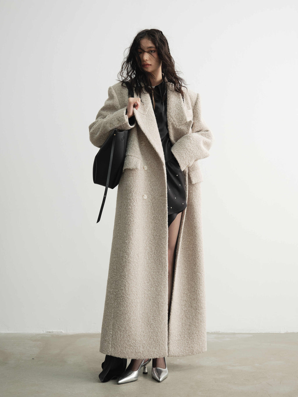 Woolen Super-long Coat Femme