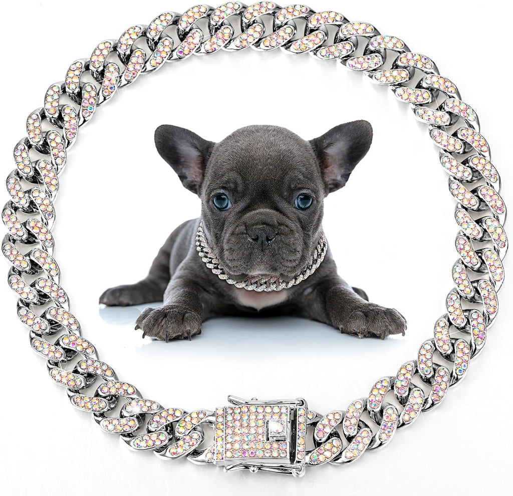 Collier de chien en métal chaîne de chat animal collier en cristal Accessoires pour petit moyen grand