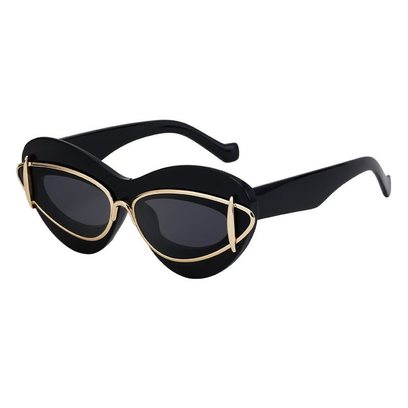 Lunettes de soleil Cat-Eye de mode européenne et américaine pour femmes conduite Internet Célébrité Même