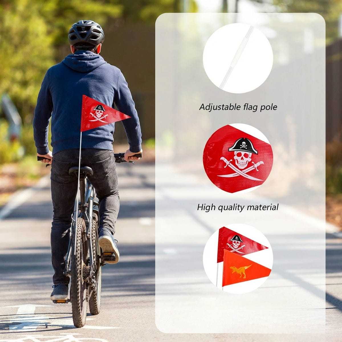 Set de drapeau réfléchissant de vélo – 2 modèles comprenant 5 pôles pour une meilleure visibilité pendant le cycle