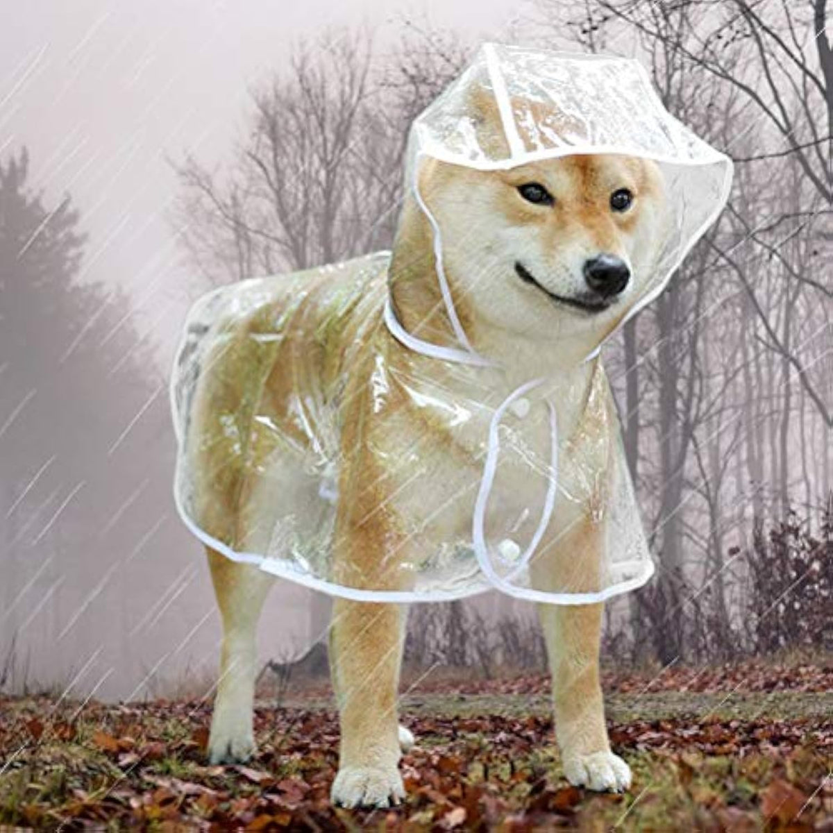 Transparent imperméable pour petits chiens moyens Vêtements imperméables pour animaux de compagnie avec veste de pluie à capuchon