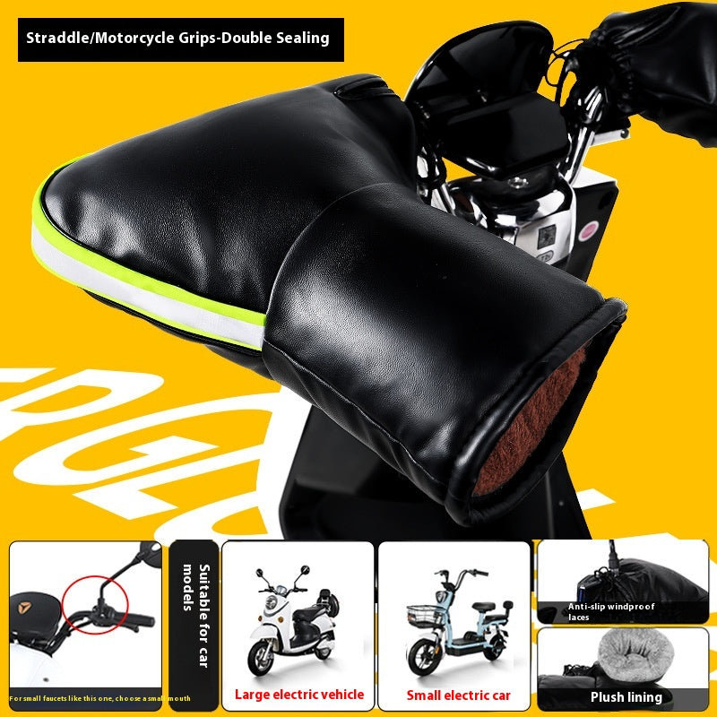 Poignée de moto électrique Poignée de pare-brise thermique d'hiver imperméable Gants doublés de polaire H