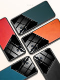 Boîtier en cuir magnétique grain téléphone mobile objectif complet