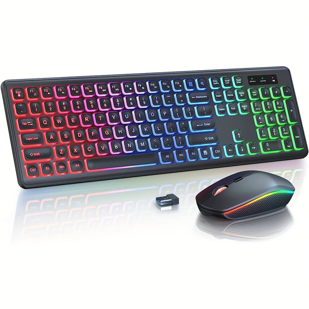 Clavier sans fil 24g rétroéclairé et combinaison de souris rechargeable