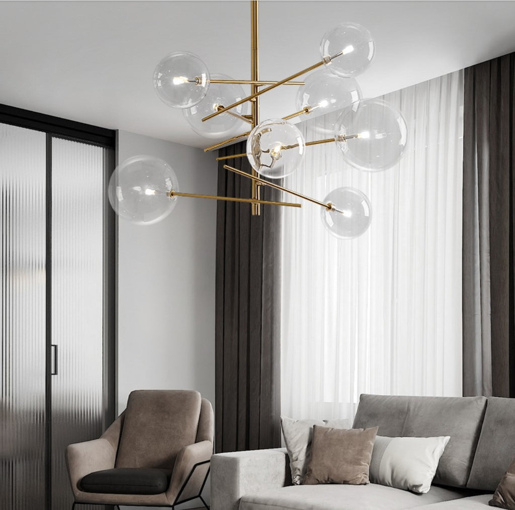 Lustre en verre multi-têtes pour le lobby ou salon