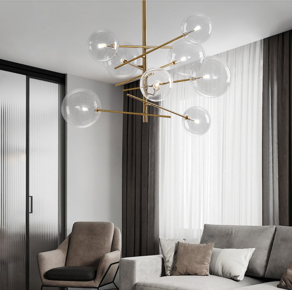 Lustre en verre multi-têtes pour le lobby ou salon