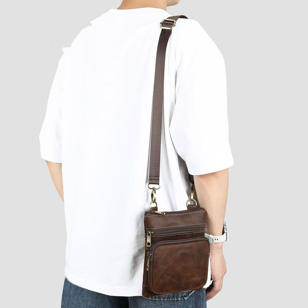 Crazy Horse Cuir Outdoor Retro Loisirs Crossbody Bag