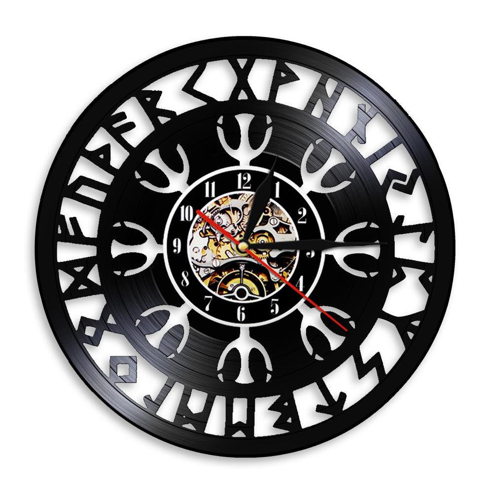 Texte ancien Charm Warrior Vinyl Record Horloge murale