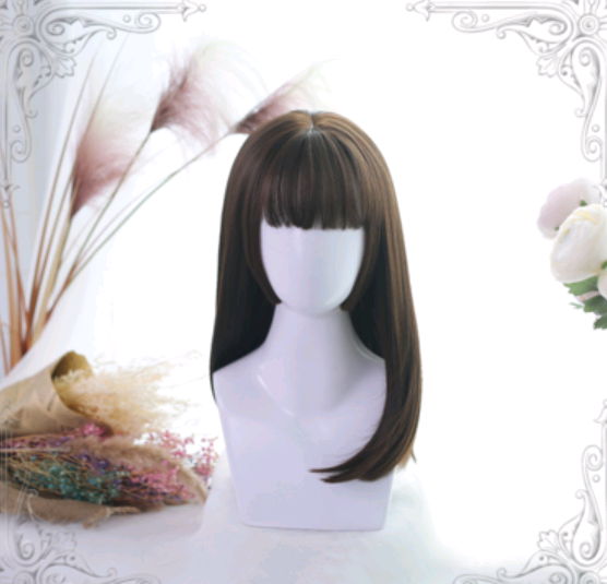 Lolita Wig Ji Fazhong Long Straight Wig Air Bangs Simulation Big Scalp
