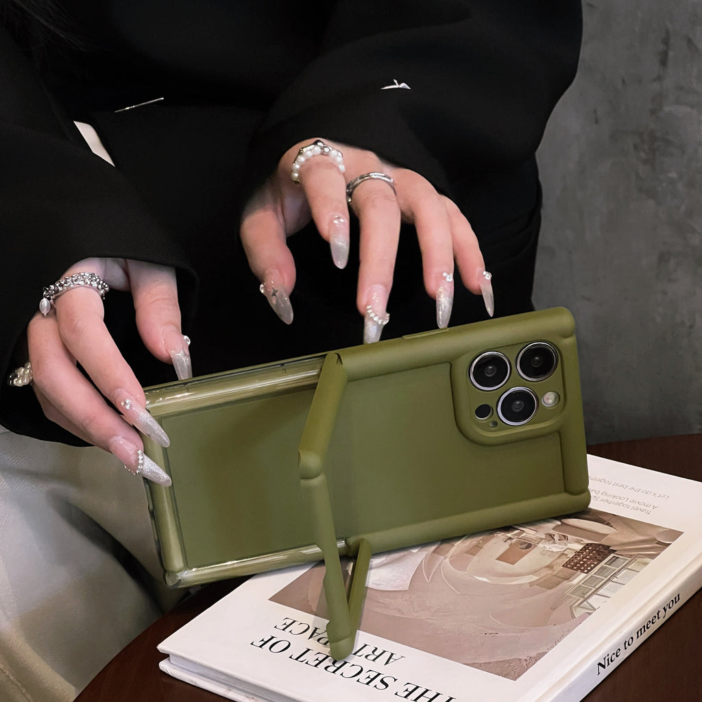 Skin Feeling Solid Color Phone Case Colonne romaine 14Pro Bracket Invisible tridimensionnel