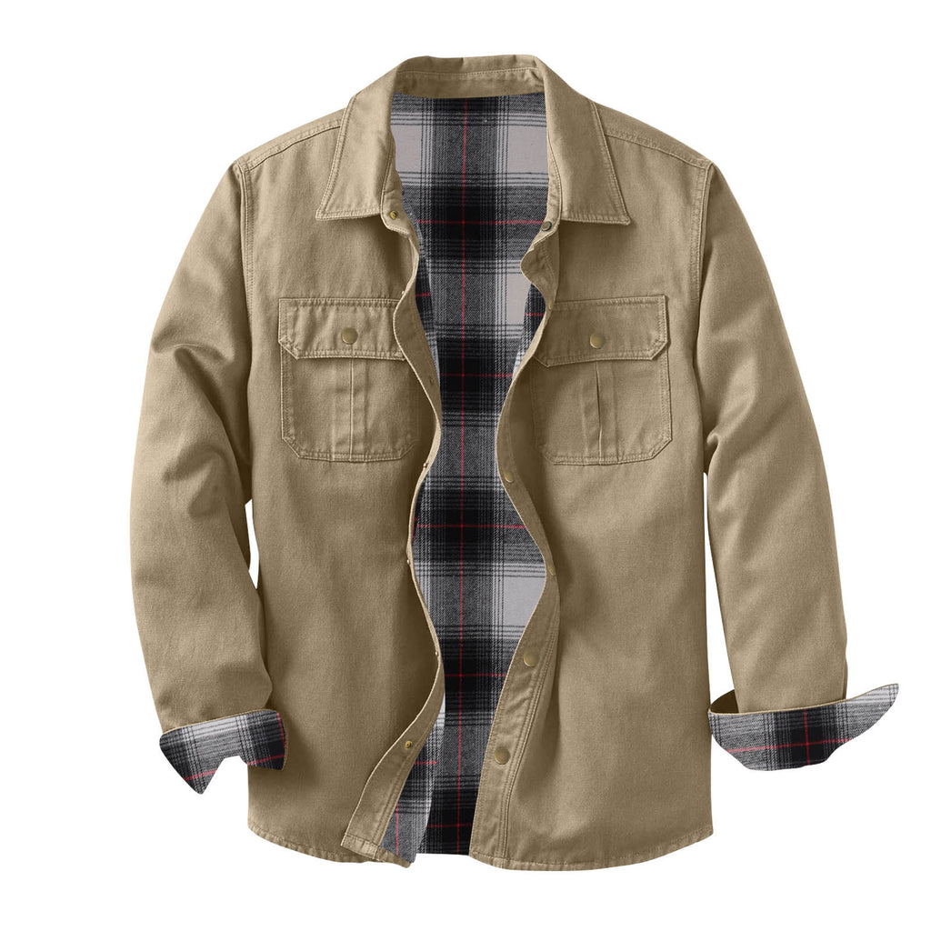 Veste de travail en toile lavée avec une doublure en plaid