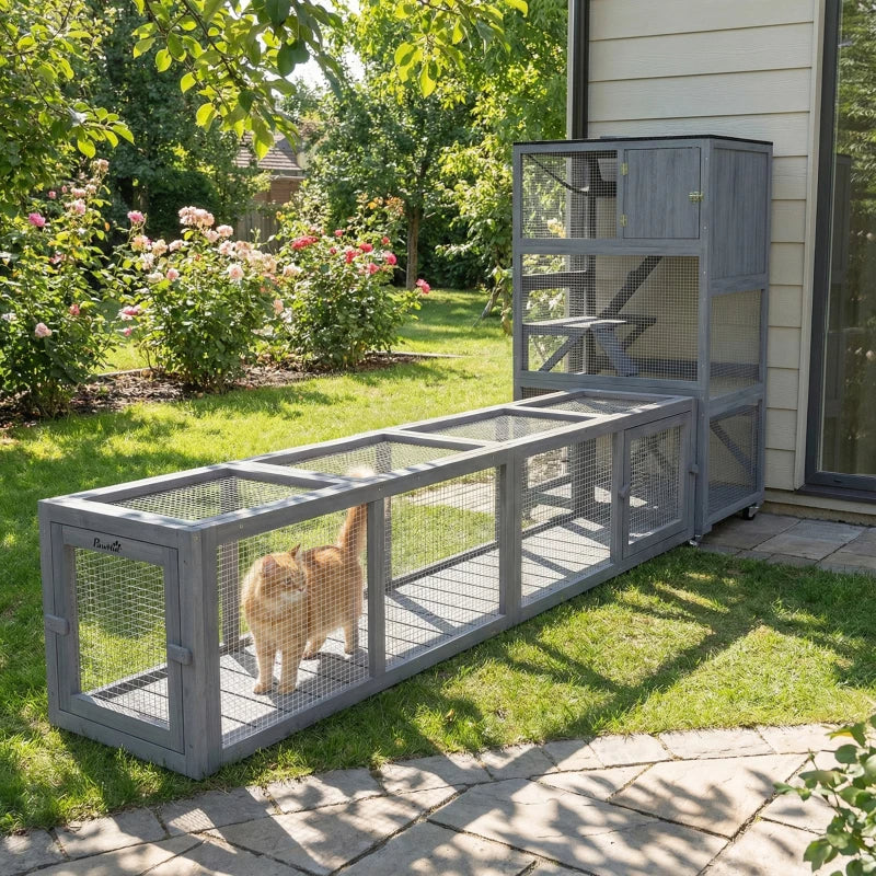 PawHut Chat en bois avec protection météo